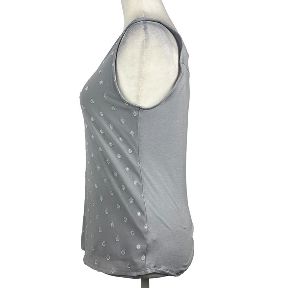 EXPRESS CLASSIC POLKA -DOT SLEEVELESS 1/4 ZIPPER FRONT TOP/BLOUSE - Picture 8 of 14